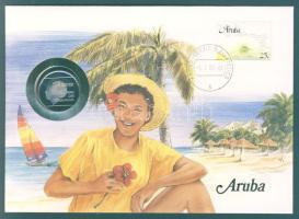Aruba 1988. 1F bélyeges érmés borítékon, ismertetővel T:1
