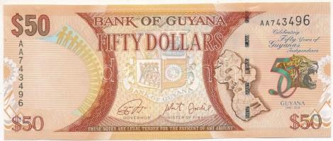 Guyana 2016. 50$ AA743496 A felszabadulás 50. évfordulója emlékkiadás T:II hajtatlan Guyana 2016. 50 Dollars AA743496 50 Years of Independence commemorative issue C:XF unfolded Krause P#41