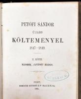 Petőfi Sándor újabb költeményei 1-2, 3-4. Pest, 1861-1862, Emich Gusztáv. Kiadói egészvászon kötés, második könyv hiányos, viseltes állapotban.