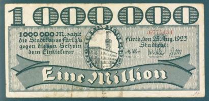 Német Birodalom/Weimari Köztársaság/Fürth 1923.8.25. 1000.000M piros sorszámmal T:III