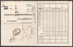 1856 Vasúti fuvarlevél Pozsonyból Pestre küldött áruról