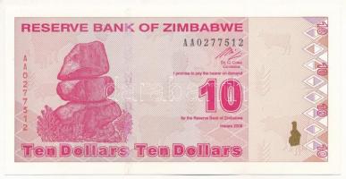 Zimbabwe 2009. 10$ AA 0277512 T:I- Zimbabwe 2009. 10 Dollars AA 0277512 C:AU Krause P#94