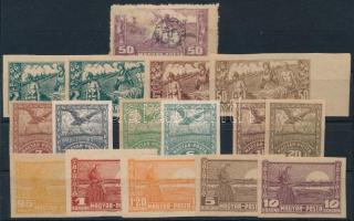 Debrecen 1919 50f bélyeg (sérült / damaged) + 15 db próbanyomat, mindegyik Bodor vizsgáójellel