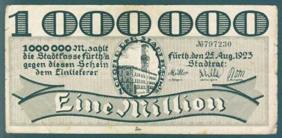 Német Birodalom/Weimari Köztársaság/Fürth 1923.8.25. 1000.000M fekete sorszámmal T:III