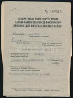 1946 Occupational Force Travel Permit / utazási engedély