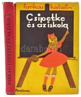 Farkas Katalin: Csiptke és az iskola. Bp.,1944, Pantheon. Kiadói félvászon-kötés, kopott borítóval, sérült gerinccel.