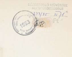 Somlai Vilma (1938-2007): Kék lámpa. Színes linómetszet, papír, jelzett, hátoldalán Rézkarcoló Művés...