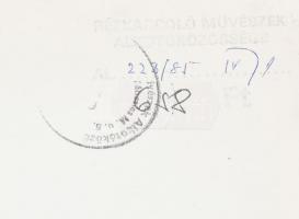 Somlai Vilma (1938-2007): Kék lámpa. Színes linómetszet, papír, jelzett, hátoldalán Rézkarcoló Művés...