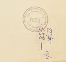 Somlai Vilma (1938-2007): Kék lámpa. Színes linómetszet, papír, jelzett, hátoldalán Rézkarcoló Művés...