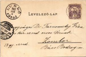 1901 Lublófüred, Lubló-fürdő, Kúpele Lubovna (Ólubló, Stará Lubovna); látkép. Latzin János kiadása /...