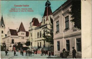 1910 Trencsénteplic, Trencianske Teplice; Margit és Dr. Heinrich villák, Irma lak. Ondreicska Fábián kiadása / street view with villas (EK)
