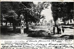 1902 Pöstyén, Piestany; Fürdő-liget, út a révhez. A. Bernas kiadása / Badeinsel, Weg zur Überfuhr / park, road to the ferry (EK)
