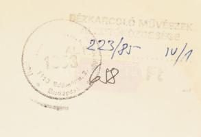 Somlai Vilma (1938-2007): Kék lámpa. Színes linómetszet, papír, jelzett, hátoldalán Rézkarcoló Művés...