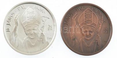 Fritz Mihály (1947- ) 1991. II. János Pál pápa / Patrona Hungariae peremen jelzett Ag és bronz emlékérem pár (4,51g/0,800/22mm) T:PP,1 Adamo BP36