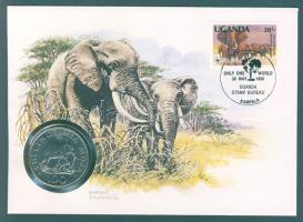 Tanzánia 1986. 100Sh érmés borítékon, alkalmi bélyegzős ugandai bélyeggel T:1