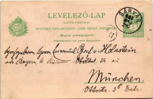 1900 Sárvár, látkép, vár. Art Nouveau, floral + 5 fillér Ga. (EK)