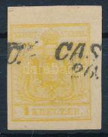 1850 1kr MP III citromsárga "CAS(CHA)U" Certificate: Strakosch