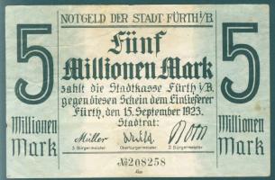 Német Birodalom/Weimari Köztársaság/Fürth 1923.9.15. 5000.000M T:II