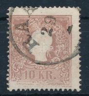1858 10kr II. tipus világos barna, alul részlegesen festékhiányos nyomat "RAA(B)" Certificate: Strakosch