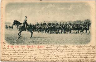 1899 (Vorläufer) Gruss aus dem Brucker Lager! K.u.k. military. Jos. Popper / Üdvözlet a lajtabruck-i laktanyából, lovas katonák (EK)