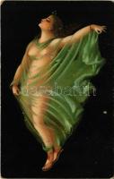 Die Nacht. Pompeii / Erotic nude lady art postcard. Stengel litho (vágott / cut)