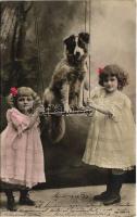1904 Girls with dog
