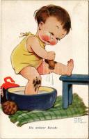 Ein sauberer Bursche / Children art postcard. Wohlgemuth & Lissner No. 2550. s: Mabel Lucie Attwell