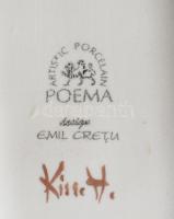 Poema Artistic Cluj Napoca (Kolozsvár), Bognbár, festett, román biszkvit porcelán, jelzett, sérült, ...