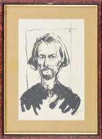 SZ.E jelzéssel: Férfi portré. Tus, papír, jelzett (Sz.E), kopott, sérült, üvegezett keretben, 27×17 cm