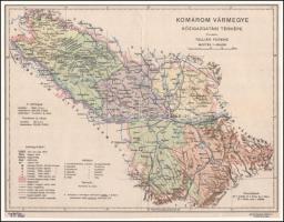cca 1930 Komárom vármegye közigazgatási térképe, tervezte: Tallián Ferenc, 1: 400 000, apró hajtásny...