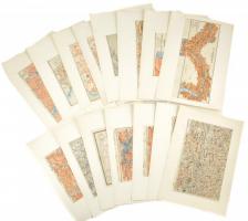 1855-1932 15 db térkép (Genf, Ouchy, Luzern, Triest, Paris stb.) apró hajtásnyomokkal, cca. 25x20 cm