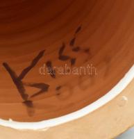 Kiss Roóz Ilona (1920-2010): Lány, mázas kerámia, kézzel festett, jelzett, hibátlan, m: 34 cm