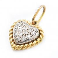 Arany (Au/18k) szív alakú medál, kövekkel ékítve, jelzett, 2,5cm, bruttó: 2g