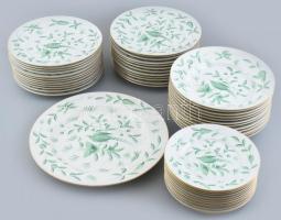 56 darabos Herendi ZOVA Jardin Zoologique Vert mintás étkészlet, kézzel festett porcelán, jelzett, k...