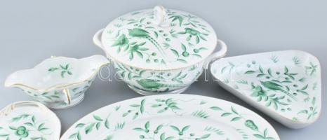 56 darabos Herendi ZOVA Jardin Zoologique Vert mintás étkészlet, kézzel festett porcelán, jelzett, k...