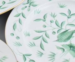 56 darabos Herendi ZOVA Jardin Zoologique Vert mintás étkészlet, kézzel festett porcelán, jelzett, k...