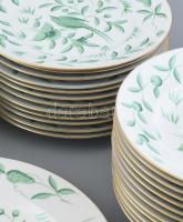 56 darabos Herendi ZOVA Jardin Zoologique Vert mintás étkészlet, kézzel festett porcelán, jelzett, k...