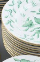 56 darabos Herendi ZOVA Jardin Zoologique Vert mintás étkészlet, kézzel festett porcelán, jelzett, k...