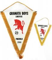 1966 Granata Boys Libertas futball zászlók, 2 db, 36x2 cm és 16x13,5 cm