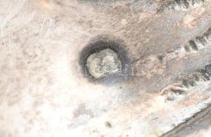 Ezüst (Ag) Szecessziós, plasztikus virágos, füles tálca, jelzett, 44x27cm, nettó: 813g / Art nouveau...