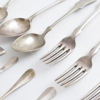 Ezüst (Ag) vegyes evőeszközök, jelzett, nettó: 577g