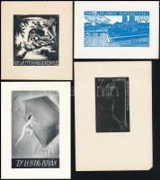 Vegyes Ex Libris tétel (Vigh Jutka mesekönyve, Dr. Lustig István, Paris, Galambos Ferenc, 1937 BUÉK, Kass János, judaika) Vegyes technika, vegyes méret.