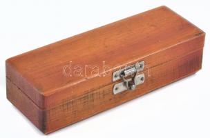 cca 1940-1950 Régi német gyártmányú fordulatszám-mérő műszer, leírással, eredeti fa tokjában