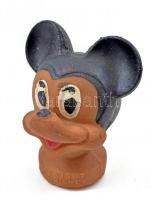 Walt Disney Mickey egér fej, festett kaucsuk, 1940-1950 körül, jelzett, korának megfelelő állapotban, m: 7,5 cm / Vintage Walt Disney Mickey Mouse rubber toy