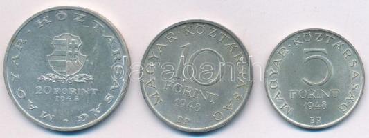 1948. 5Ft Ag "Petőfi" + 10Ft Ag "Széchenyi" + 20Ft Ag "Táncsics" &quot...