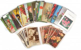 109 db MODERN virágos üdvözlő képeslap húsvéti lapokkal is / 100 modern flower greeting postcards with Easter greetings too