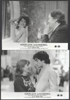 cca 1982 ,,Széplány ajándékba című francia - olasz film jelenetei és szereplői (köztük Claudia Cardinale, Pierre Mondy, Clio Goldsmith), 6 db vintage produkciós filmfotó, ezüst zselatinos fotópapíron, kisebb hibákkal, 18x24 cm