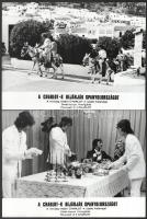 1972 ,,A Charlotok bejárják Spanyolországot című francia film jelenetei és szereplői (köztük a 4 Charlot), 13 db vintage produkciós filmfotó, ezüst zselatinos fotópapíron, 18x24 cm