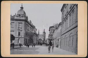 cca 1900 Kassa (Kosice), Kossuth Lajos út, keményhátú fotó, Stengel & Co., 16,5x10,5 cm