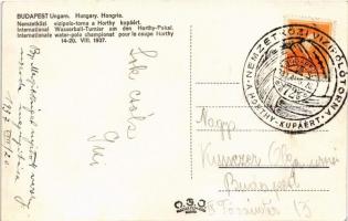 1937 Budapest XIII. Margitsziget, Nemzetközi vízipóló (Vízilabda) torna a Horthy-kupáért, sport + So...